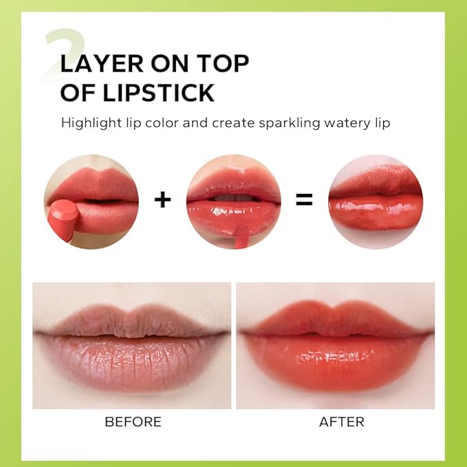 Beauty Glazed Big Brush Head Lip Oil, Ultra-Hydrating & Nourishing, Smooth Glossy Finish Lip Glow Oil, Shiny and Vegan Tinted Lip Gloss, Non-Sticky Formula (2, 107# HUGGING & 108# REBORN)