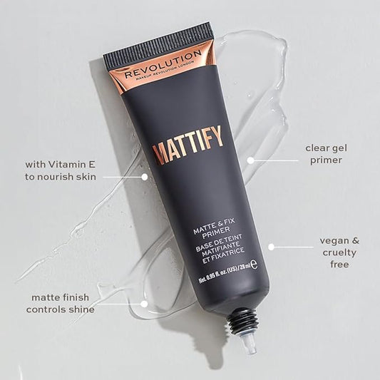 Makeup Revolution Mattify Matte and Fix Face Primer, Lightweight & Translucent Formula, for a Smooth Complexion, Vegan & Cruelty-Free, 0.94 Fl Oz