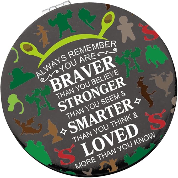 WSNANG Green Monster Musical Inspired Makeup Mirror Monster and Donkey Compact Mirror Musical Monster Fans Gift (Monster Mirror-T)