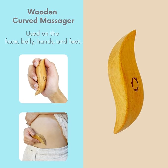 Dry Brushing Body Brush for Lymphatic Drainage-Vegan Dry Brush with Contoured Non-Slip Handle +Wood Therapy Massage Tools. Maderoterapia Kit, Gua Sha, Anti-Cellulite, Body Sculpting, Sensitive Skin