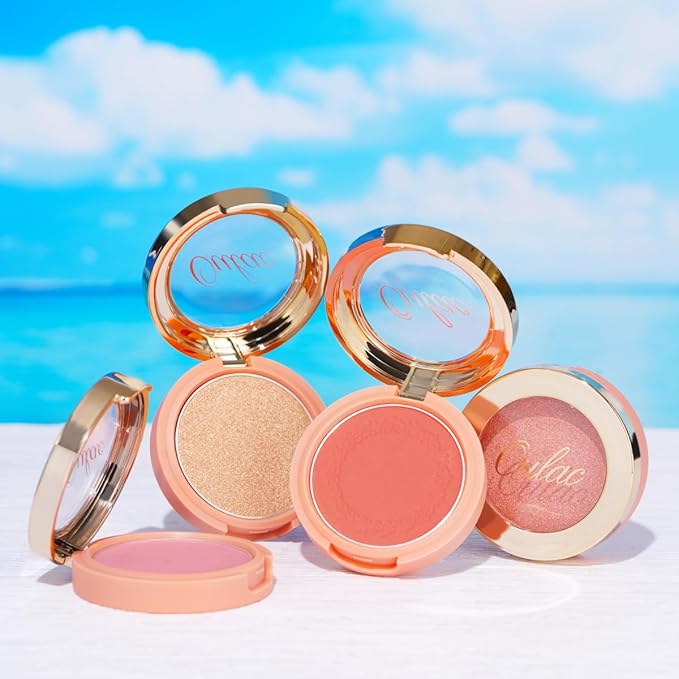Oulac Highlighter Makeup Blush| 2 in 1 Powdery Cream Texture Blush & Highlighter| Golden Hour Makeup Bronzer Illuminating | Rich Colors &Blendable | Vegan & Cruelty-Free| F08 Glow Gold 4.8g
