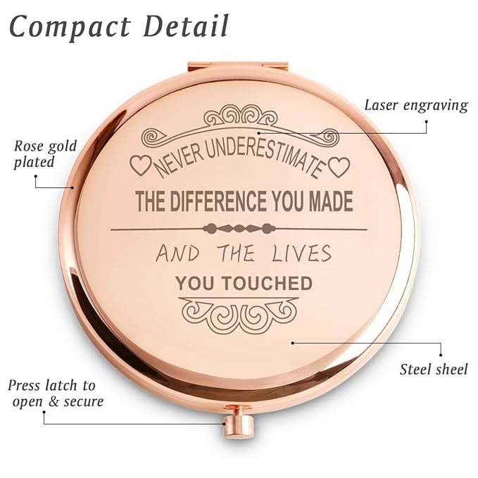 Personalized Gifts for Women Girls, Inspirational Compact Mirror, 2025 Graduation Gifts for Her, Mothers Day Birthday Gift for Mom Wife Sister Daughter Nurse, Friendship Gifts for Friends