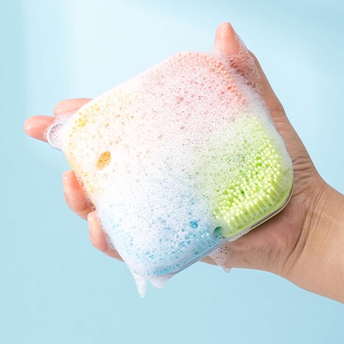 OWIIZI Silicone Loofah Gentle Exfoliating Body Scrubber Food-Grade Soft Lather Well Bath Scrub Brush for Shower or Face