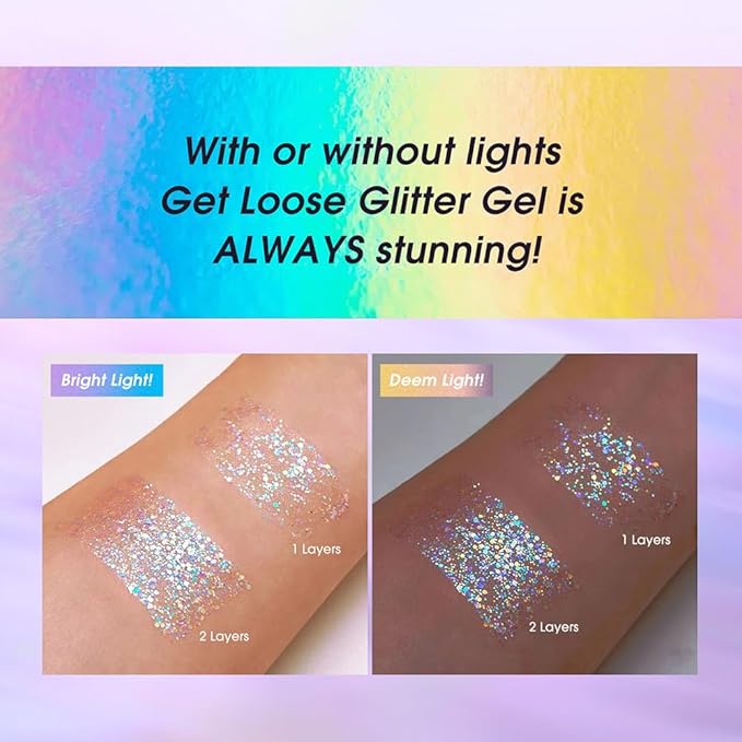 Body Glitter Gel,Face Hair Nails Eye Glitter Makeup, Sequins Shimmer Liquid Eyeshadow Long Lasting Sparkling,Festival Art Party Halloween Glitter Gel(L06)