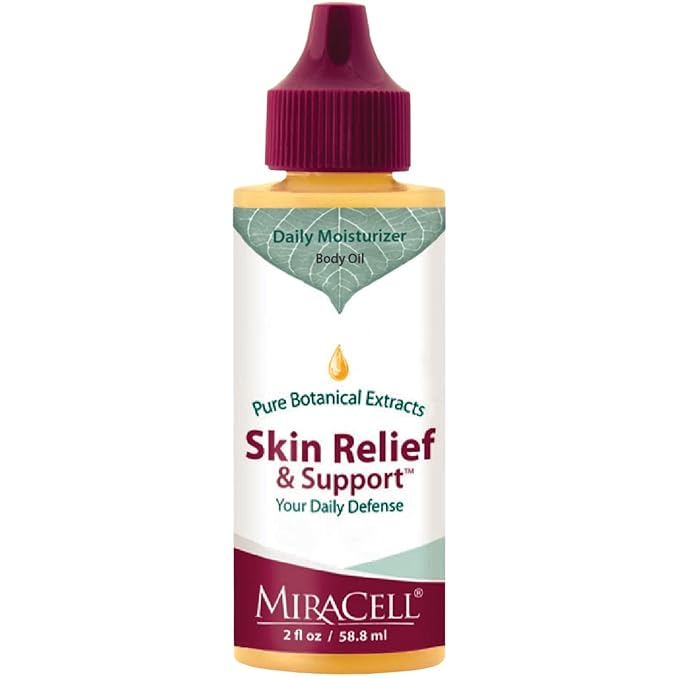 Miracell Skin Relief & Support Oil β Natural Face & Body Moisturizer with Apricot, Jojoba, and Vitamin E β Fast-Absorbing Hydration for Dry, Sensitive, or Rough Skin β 2 oz