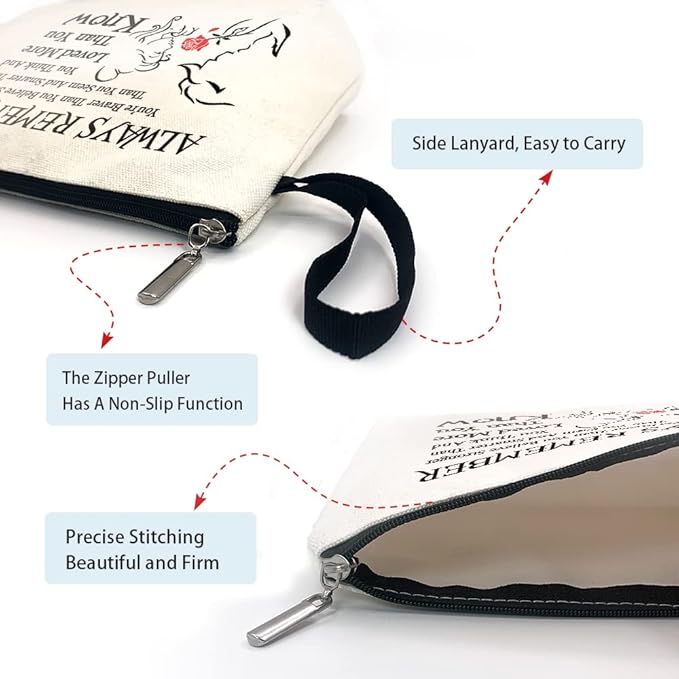 Beauty Beast Story Funny Cosmetic Bag, for Travel Toiletry Zipper Storage Pouch Makeup Bag, You Are Braver Stronger Than You Think, Beauty Beast Inspired Gifts, Beauty Beast Movie Fans Gifts