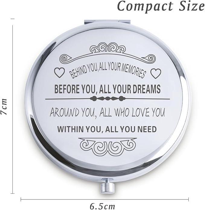 Personalized Gifts for Women Girls, Inspirational Compact Mirrors, 2025 Graduation Gifts for Her, Unique Mothers Day Birthday Gifts for Mom Sister Wife Daughter Niece, Friendship Gifts for Friends