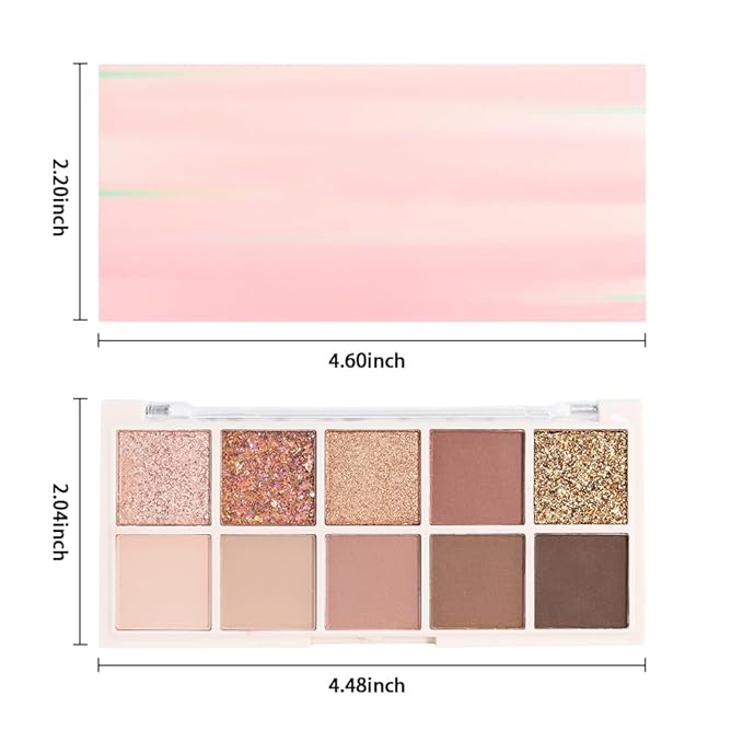 10 Colors Eyeshadow Palette,Matte&Glitter&Shimmer Eyeshadow Makeup,Naturing-Looking,High Pigment Waterproof Eye Shadow Palette Makeup, 100% Cruelty-free (09#Shimmer Brown)