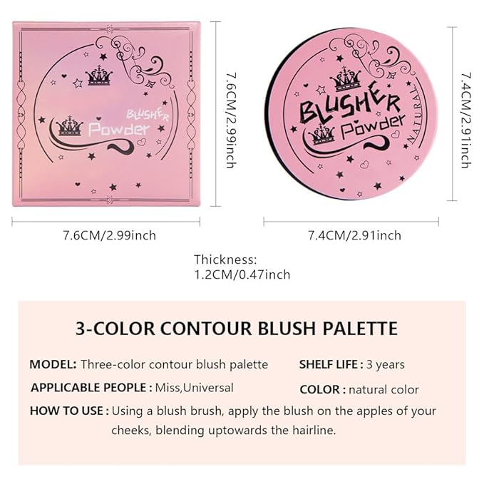 Matte Shimmer Blush Highlight Bronzer Powder Palette with Mirror for Face Cheek Contour Brightening,Buildable Coverage Natural Makeup,Ultra Sculpt Nose Shadow (Matte rose pink nude)