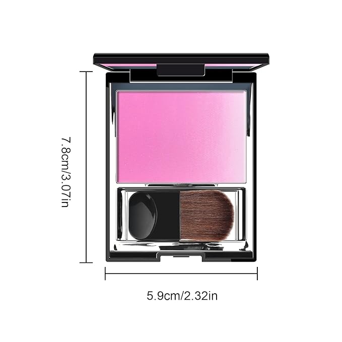 KYDA Pink Shimmer Blush, Gradient Cool Purplish Pink Color, Micro-fine Pearl Powder Blusher, Soft Buildable Cheek Color, Lightweight Smooth Finish, Multiuse Blush Makeup Compact