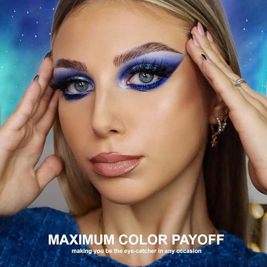 Afflano Duo Chrome Glitter Blue Eyeshadow, Intense Color Shifting Metallic Chameleon Eyeshadow Blue, Highly Pigmented Multichrome Eyeshadow for Blue Eyes Makeup, Single Sparkling Blue Eye Shadow