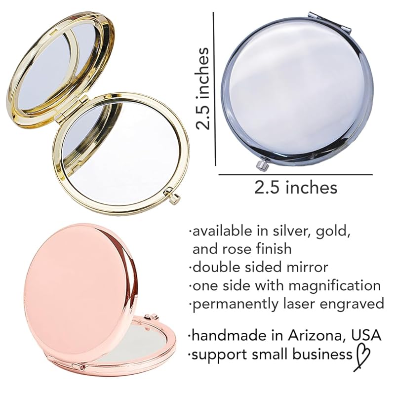 Love, Georgie "The beauty you see in me is a reflection of you" Pocket Mirror. Gift for Weddings, Birthdays, or Mother's Day. Compact Mirror for the Mother of the Bride or Groom. (Silver)