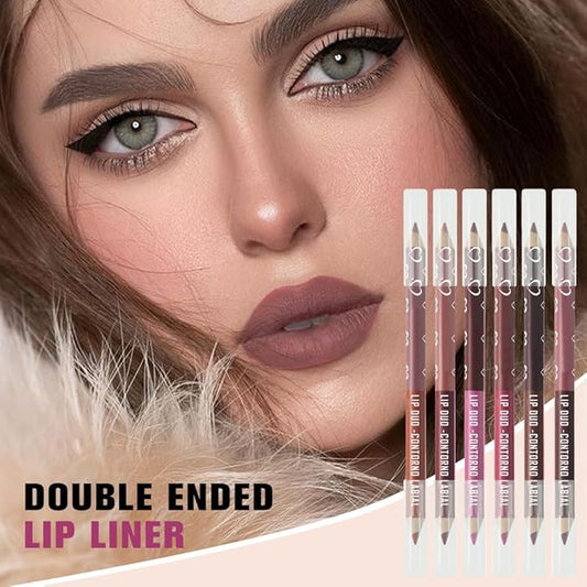 6Pcs Dual-Ended Dual-Colored Lip Liner Pencil Set - 12 Colors Matte Lipstick Pencil, No Transfer Smudgeproof & Waterproof, Sharpenable Lip Crayon for Women,Velvet Long-Lasting Lip Color Set B