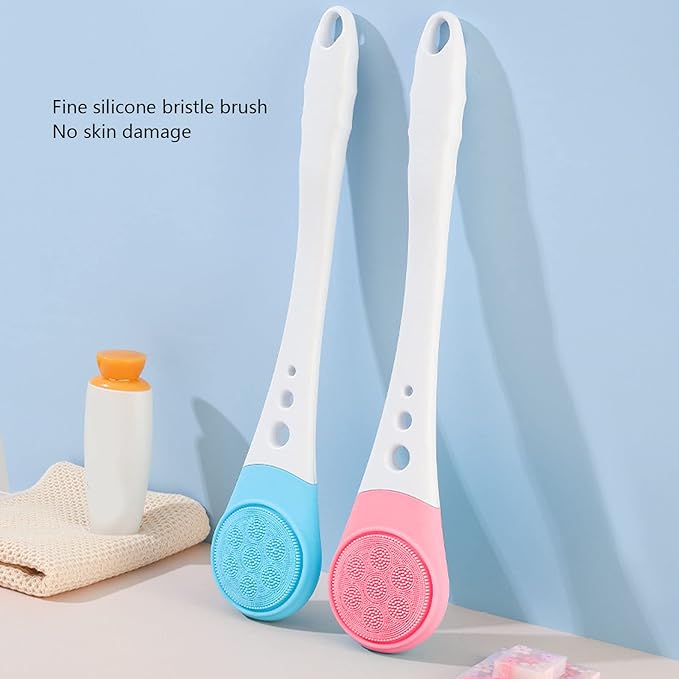 Back Scrubber Waterproof USB Charging Multifunction Soft Silicone Electric Body Scrubber Fully Automatic for Home (Blue)