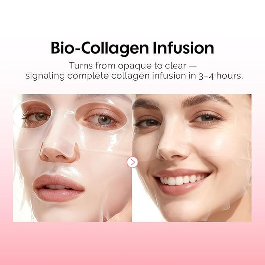 ZealSea Bio Collagen Wrapping Hydrogel Face Mask, Overnight Jelly Gel Sheet Mask for Glass Skin, Deep Hydration, Pore Care, Elasticity Improvement, Firming, Advanced Facial Skincare Solution, 4 Pack