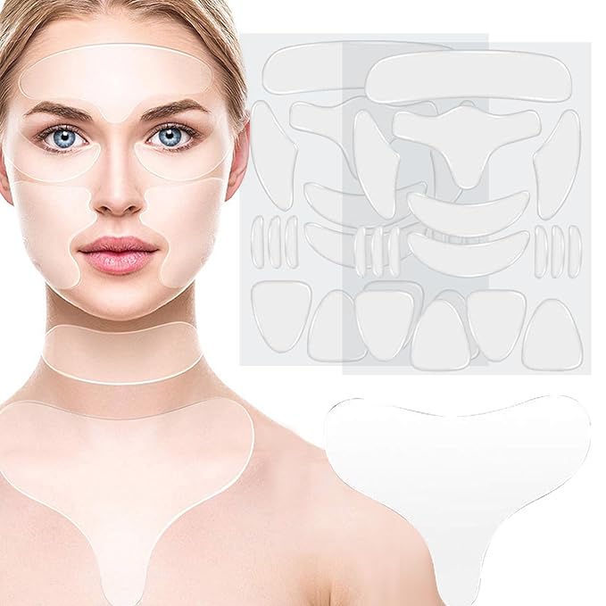 Facial Forehead Neck Wrinkle Patches 8Pcs, Reusable Anti Wrinkles Pads, Silicone Patches for Remove Face Forehead Eye Mouth Wrinkles, Eye Wrinkle Patches Kit