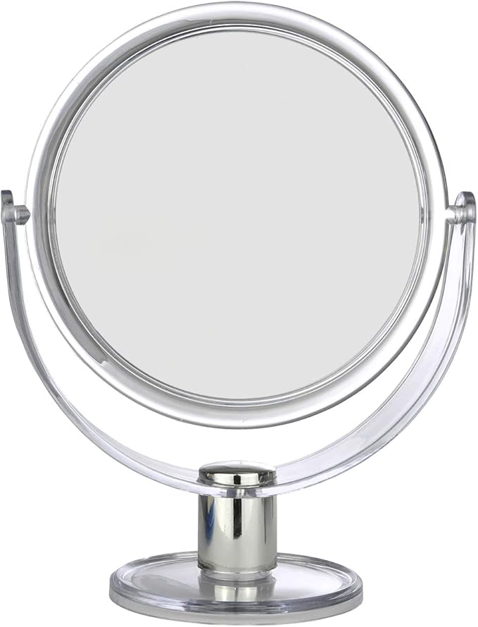 BNYD Vanity Makeup Mirror with Stand – Double Sided 1X/2X Magnification, 360° Swivel Desk Mirror, Portable Tabletop Magnifying Mirror for Bathroom, Bedroom, or Travel