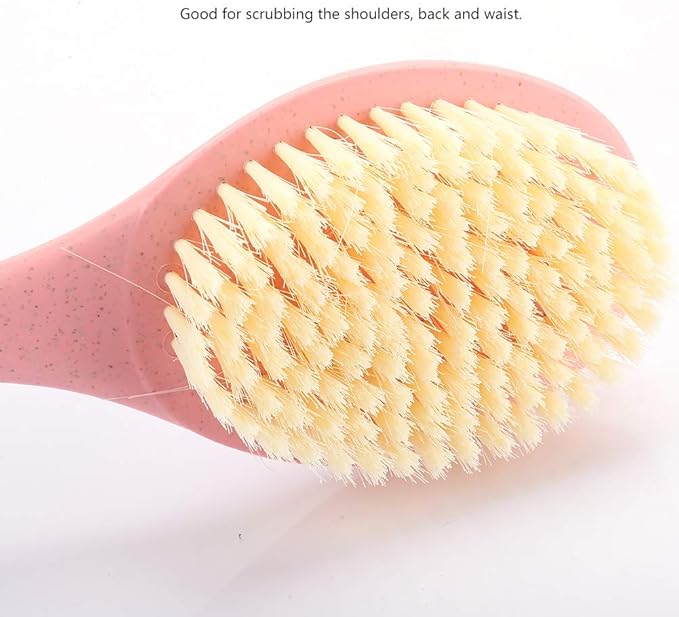 XPSSJMU Shower Brush Long Handle Shower Rubbing Brush Soft Bristles for Exfoliating Back, Body, and Feet,Bathing Cleaning Brush(Pink)