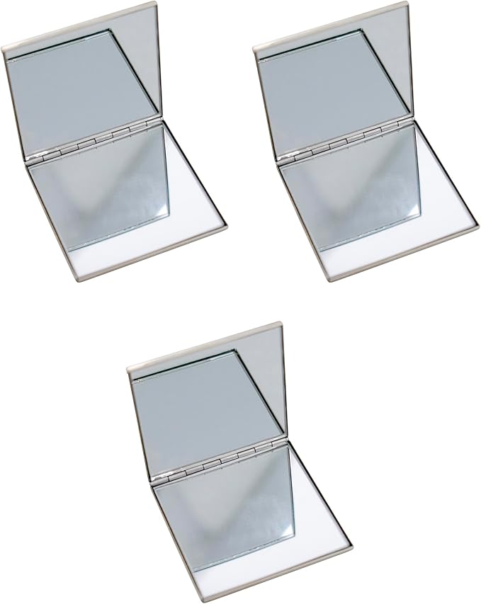 Stephanie Imports Set of 3 Double Sided Magnifying Compact Slim Mirrors with Printed Insert (Anime Love, Square)