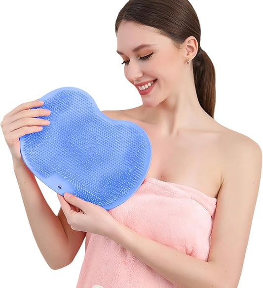 2 Pack Bath & Body Brush,Silicone Scrub Pad,Cleaning Brush for Back of Feet,Exfoliating Bath Mat,Wall Mounted Non Slip Suction disc,Suitable for Both Male and Female Cleaners