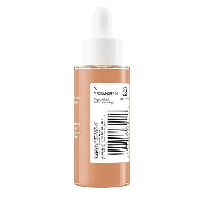 Neutrogena Healthy Skin Sensitive Skin Serum Foundation with Pro-Vitamin B5, Color Correcting & Pore Minimizing Liquid Foundation & Face Serum, Buildable Coverage, Medium/Deep 01, 1 oz