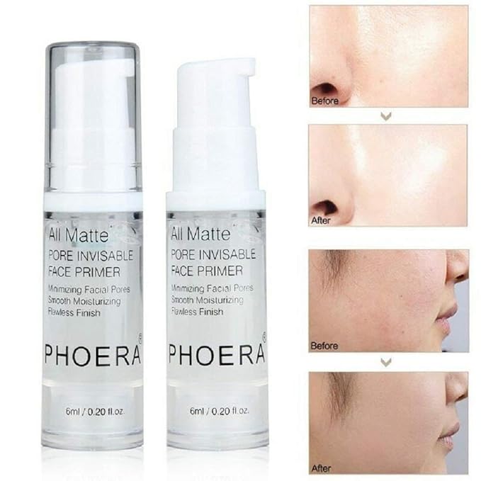 Phoera Face Primer Invisible Pores Base Oil Control Added vitamins Makeup Base Pore Filler Moisturiser Matte Finish Long Lasting Makeup Skin Pore Minimizer UK Cosmetics AquaPurity 6mlβ¦