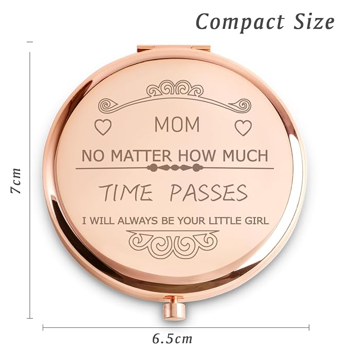 Mom Gifts from Daughter, Personalized Compact Mirror, Funny Mothers Day Birthday Gifts for Mom, Unique Present for Mother Parents