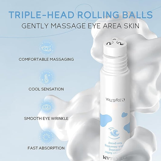 ARAKY Milk Under Eye Cream Roll-On, Triple Roll & Glow the Skin Around The Eyes, Eye Serum For Dullness, Dryness, Fine Lines, Repair Wrinkles Under The Eyes, Intense Hydrating Eye Treatment Serum Oil