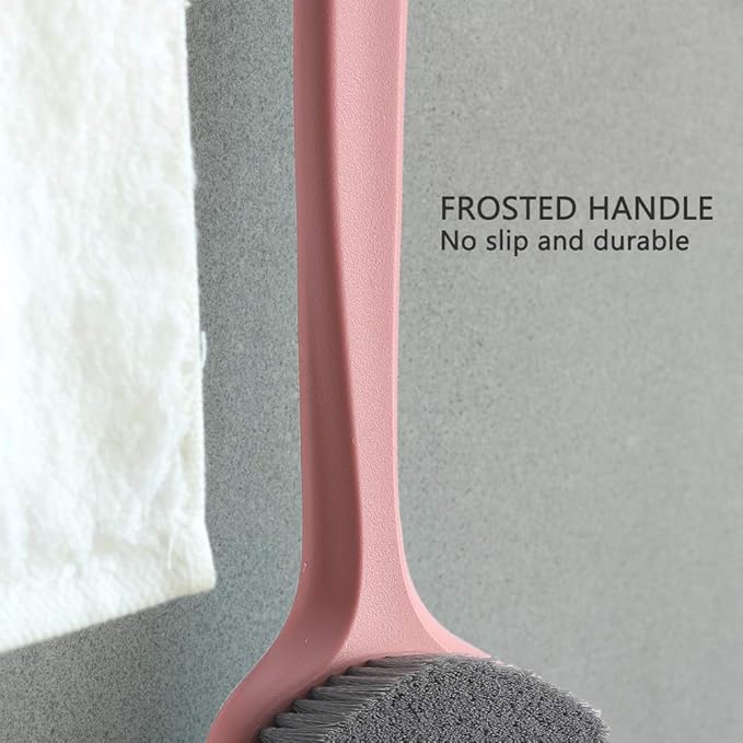 Upgraded Bath Body Brush with Comfy Bristles Long Handle Gentle Exfoliation Improve Skin's Health and Beauty Bath Shower Wet or Dry Brushing Body Brush (14 inch, Light Coral)