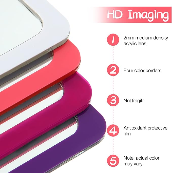 Yookeer 4 Pcs Adhesive Locker Mirrors for School Locker 5 x 7 Inch Acrylic Unbreakable Sticky Mirrors with Round Corners for Bathroom Household Refrigerator Workshop Toolbox Office Gym Cabinet