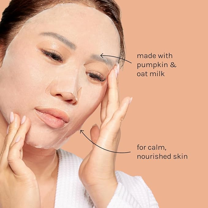 ESW Beauty Pumpkin Spice Oat Milk β Calming Plant-Based Milk Face Mask (6-Pack) β Pumpkin Extract for Dry, Sensitive Skin β Soothes, Reduces Oil & Fights Breakouts
