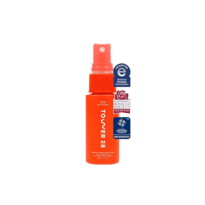 Tower 28 SOS Daily Rescue Facial Spray for Sensitive Skin, Hypochlorous Acid Spray Helps Reduce Redness and Breakouts, Travel Size Toner for Face, 1 FL Oz