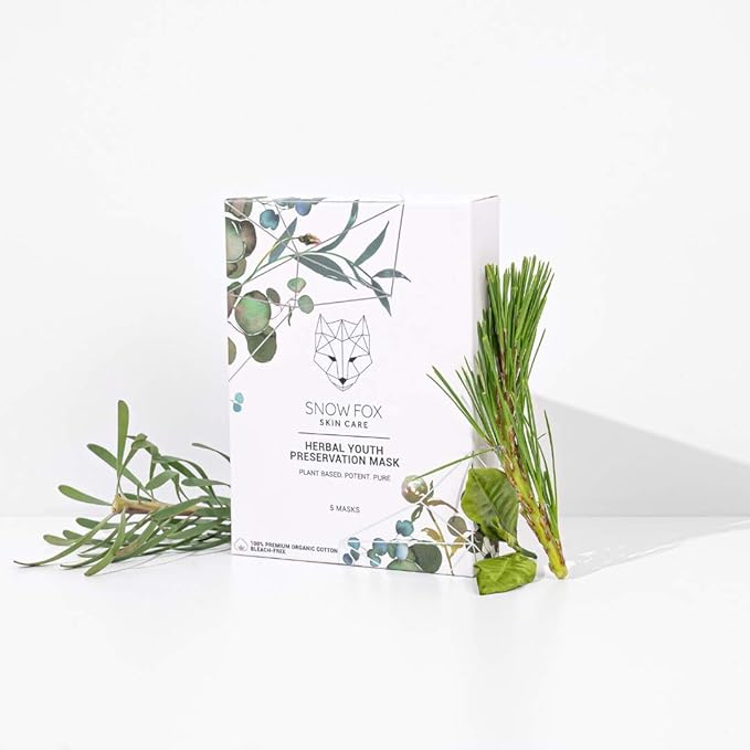 Snow Fox Herbal Youth Mask β 1 Pack Anti-Aging, Hydrating and Firming Mask with Super Greens Herbs that Boost Collagen and Elasticity Production for a Radiant Youthful Glow