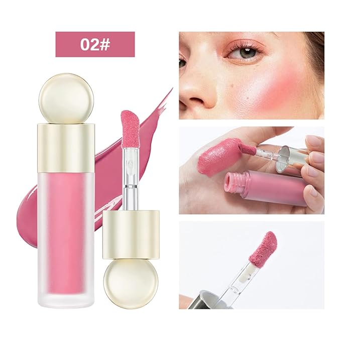 Liquid Blush, Matte Liquid Cream Makeup Dual Use for Cheeks and Lips, Long-Lasting, Smudge Proof, Moisturizing Face Blush Stick for Cheek, Pink Lip gloss for Girl