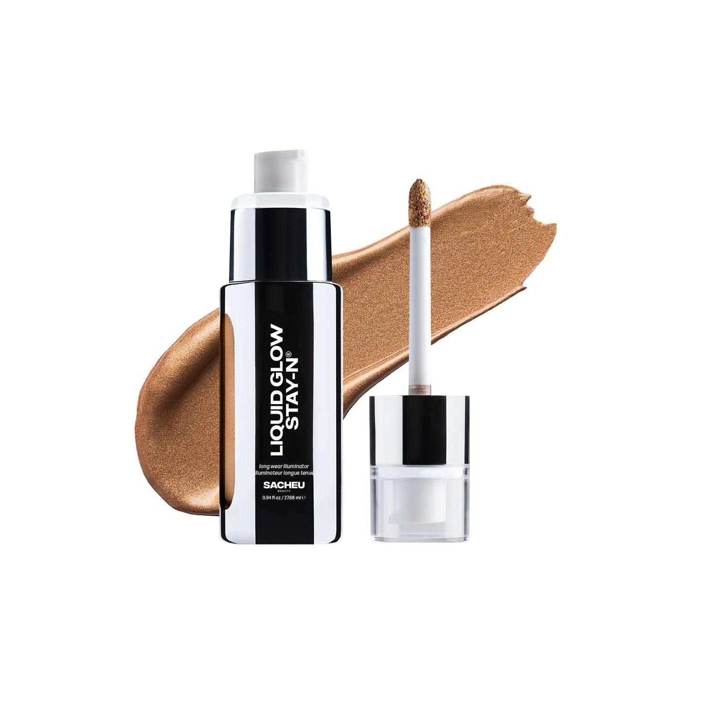 Sacheu Liquid Glow STAY-N Liquid Highlighter & Illuminator Makeup β 30ml Long Lasting Luminous Glow Lightweight Dewy Finish, Golden Hour