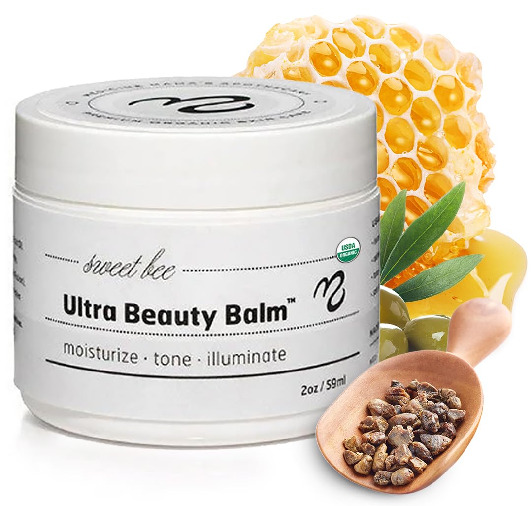 Sweet Bee Naturals Ultra Beauty Balm β Certified Organic Moisturizer Face Cream, Hydrating, Anti-Aging, Soothing, Firming, & Nourishing Facial Moisturizer, Face Lotion with Honey & Beeswax 2 oz