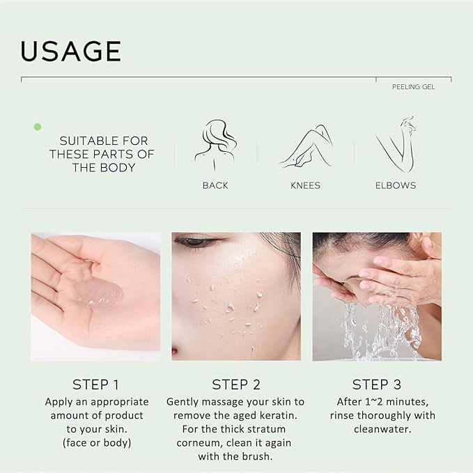 KOEC Purifying Exfoliating Gel with Face Washing Brush, Exfoliating Face Wash, Deep Cleansing Peeling Gel for the Whole Body, Facial Scrub Exfoliator, Oil & Dirt Cleanser for All Skin Types (2PCS)