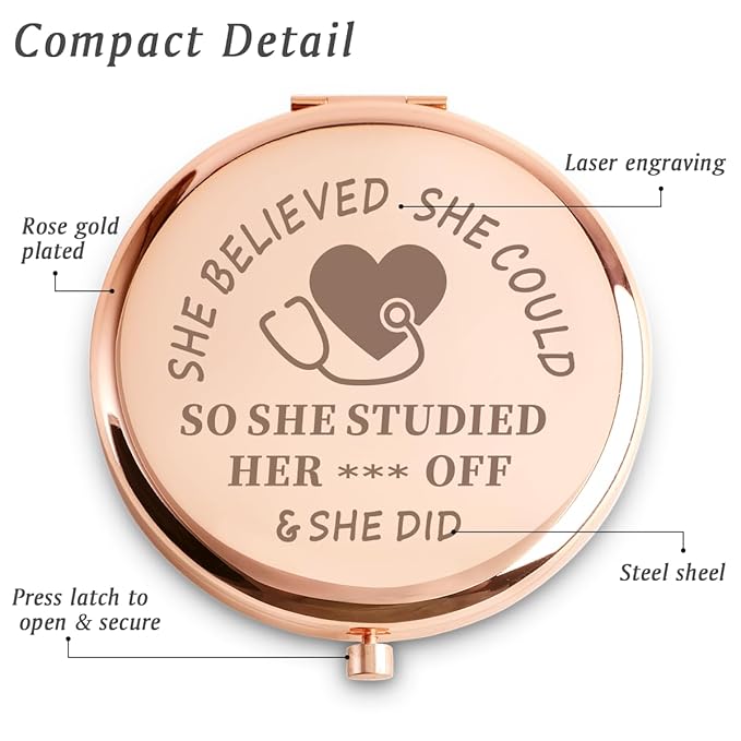 Nurse Gifts for Women, Nurse Week Gifts, Personalized Compact Mirror, Inspirational Graduation Gifts for Nursing Student