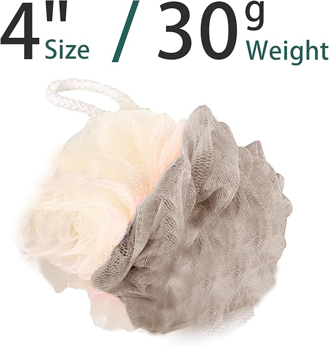24 Pack Travel Loofah, Individually Wrapped Small Loofah Shower Pouf, 4 inch Mini Bath Sponges for Shower, Multicolor