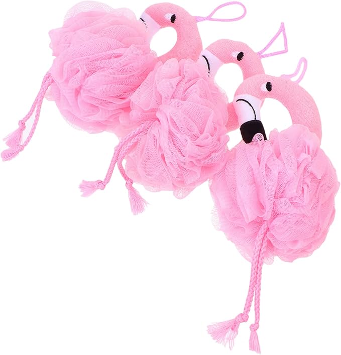 Beaupretty 6 Pcs Flamingo Bath Ball Flamingo Shower Loofah Body Scrubber Shower Scrub Sponges Body Wash Cleanse Household Pink Environmental Protection Pe Men and Women Shower Wipe