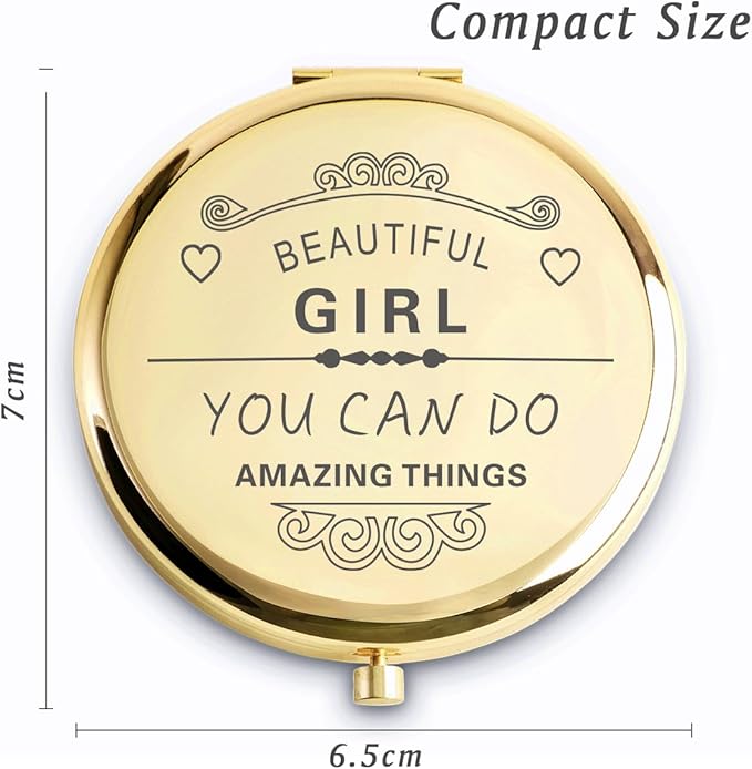 Personalized Gifts for Women Girls, Inspirational Compact Mirrors, 2025 Graduation Gifts for Her, Unique Mothers Day Birthday Gifts for Mom Sister Wife Daughter Niece, Friendship Gifts for Friends