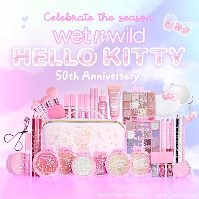 wet n wild Hello Kitty Shimmer Liquid Eyeliner, Richly Pigmented Iridescent Pearl Particles, Smooth & Easy Brush Application, Cruelty-Free & Vegan - Precious