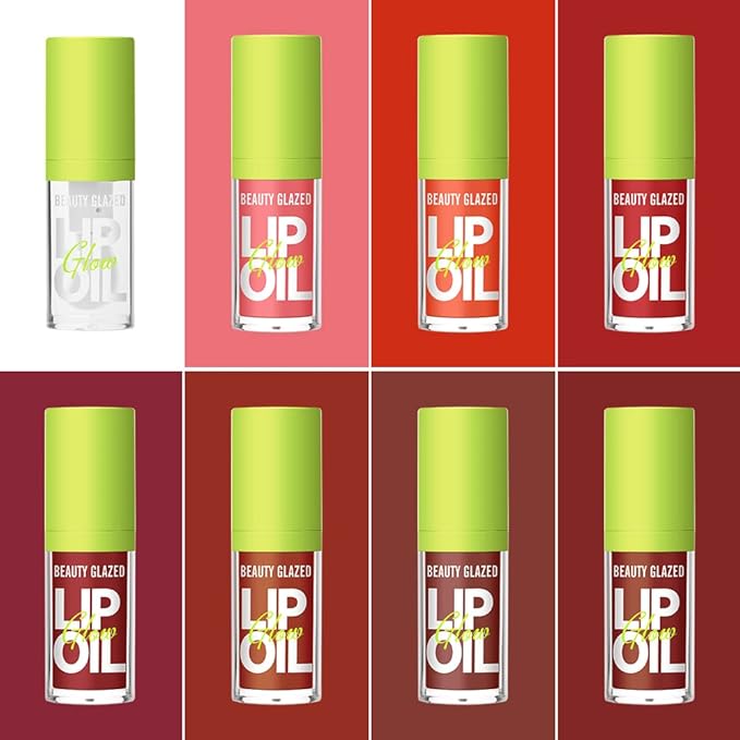 Beauty Glazed Big Brush Head Lip Oil, Ultra-Hydrating & Nourishing, Smooth Glossy Finish Lip Glow Oil, Shiny and Vegan Tinted Lip Gloss, Non-Sticky Formula (1, 101# MEET)