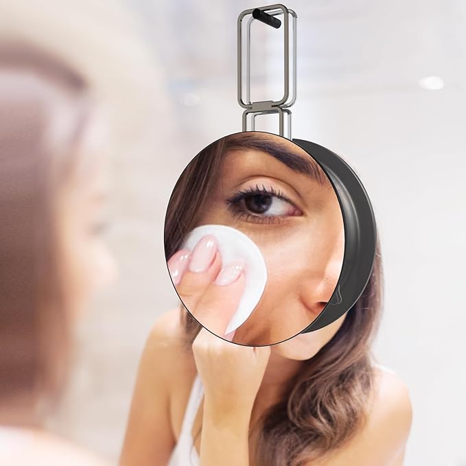 Travel Magnifying Mirror 10x Large 6β Diameter Makeup Mirror with Magnification 10x, Portable Handheld Close Up Magnified Mirror with Stand & Suction Cups, Perfect for Makeup, Shaving, Deep Cleaning