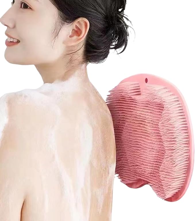 2 Pack Bath & Body Brush,Silicone Scrub Pad,Cleaning Brush for Back of Feet,Exfoliating Bath Mat,Wall Mounted Non Slip Suction disc,Suitable for Both Male and Female Cleaners