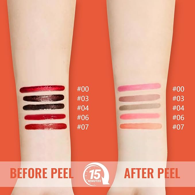 2pcs Lip Stain Peel Off - Lip Liner Stain Long Lasting Waterproof,2-in-1 Lip Liner with Tweezer Nude Matte,Non-Stick Cup,Highly PigmentedοΌNatural Finish,Stay On All Day,Perfect for Gift (Mauve+Rose)