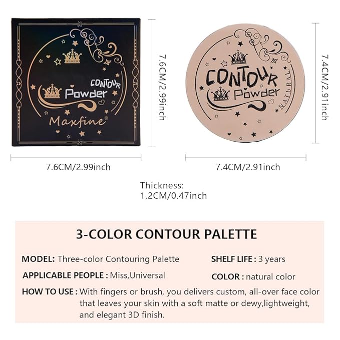 Matte Shimmer Highlight Bronzer Powder Palette with Mirror for Face Cheek Contour Brightening,Buildable Coverage Natural Makeup,Ultra Sculpt Nose Shadow (Matte beige brown coffee)