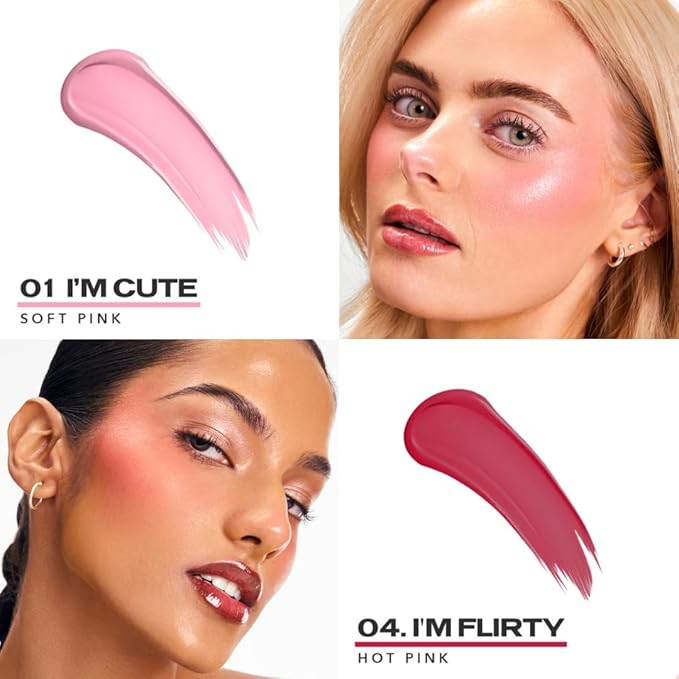 Sacheu Cheek STAY-N Liquid Blush for Cheeks β High Pigment, Buildable, Lightweight Cream Blush Infused With Squalane, for Dewy Radiant Flushed Cheeks β Long-lasting & Cruelty Free, Pretty in Pink Duo
