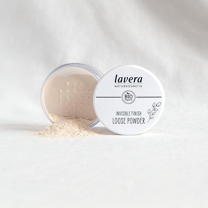 lavera Invisible Finish Loose Powder - Long Lasting Setting Powder - Sets Make Up & Provides Matte Finish - Transparent Face Powder - PETA Certified - Vegan - Made in Germany - 0.4 Oz