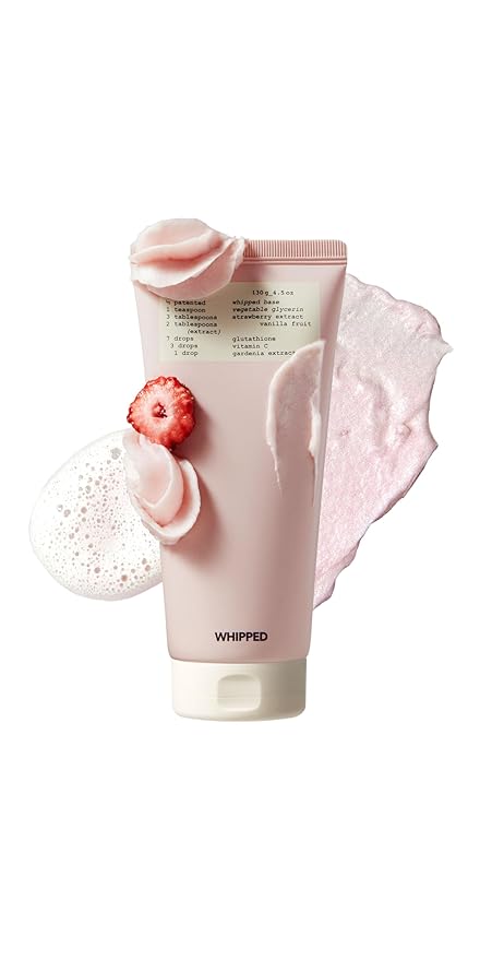 WHIPPED Cream Facial Cleanser Ddalva - Strawberry & Vanilla bean Face Wash - For Dry Dull Skin, Radiant Glow - Moisturizing Cleanser, Niacinamide, Hyaluronic Acid, Vegan Korean Skincare, 4.5 oz